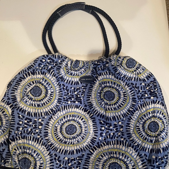 Vera Bradley tote bag multi blue with yellow and white - Picture 2 of 8